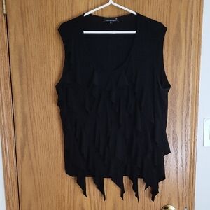 Chic Black Sleeveless Blouse with Ruffle Details